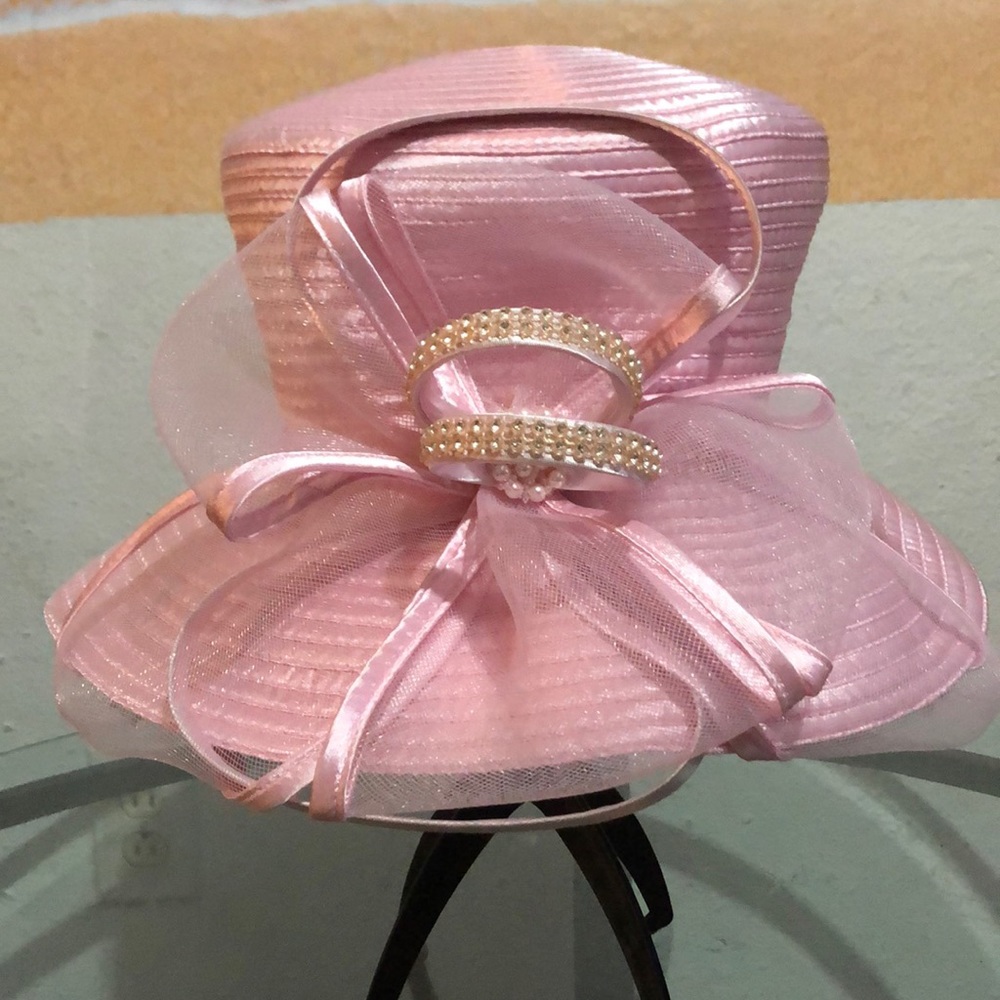 Pink Big Bow church/derby Hat